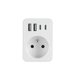 Rozgałęźnik pojedynczy + 2 x ładowarka USB-A, 2 x USB-C - W-72024