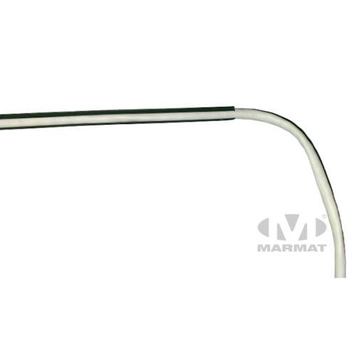 Listwa instalacyjna kanał kablowy, czarna, o wymiarach 20x12 mm i długości 2 m, z taśmą montażową. Ujęcie z boku, ukazujące elastyczny kształt i powierzchnię. Idealna do organizacji kabli w różnych pomieszczeniach.