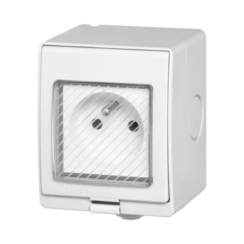 Gniazdo pojedyncze natynkowe sterowane telefonem IP55 Smart WiFi Tuya szare - OR-SH-17405