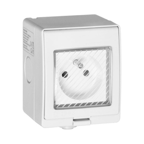 Gniazdo pojedyncze natynkowe sterowane telefonem IP55 Smart WiFi Tuya szare - OR-SH-17405