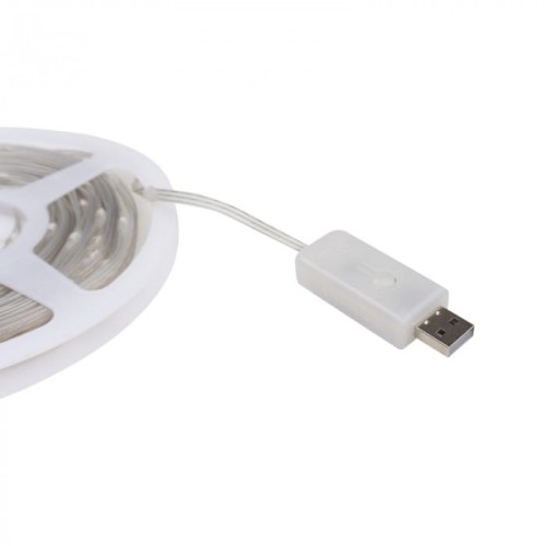 Magiczne lampki taśma LED 200 4W RGB IP65, długość 10m, z białym zasilaczem USB. Taśma jest zwinięta w okrąg, widoczny przycisk włącz/wyłącz. Wodoodporna konstrukcja, idealna do dekoracji wnętrz i na zewnątrz.