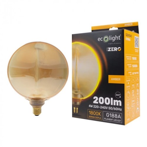 Żarówka LED bursztyn E27 4W fi 188 ciepła biała 1800K - SZ61043
