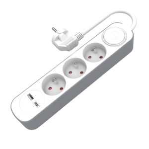 Przedłużacz 3 gniazda 5m z wyłącznikiem i gniazdami USB A USB C