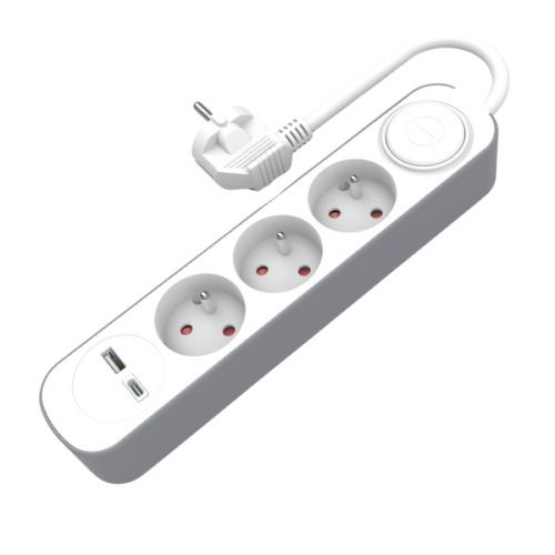 Przedłużacz 3 gniazda 1,5m z wyłącznikiem i gniazdami USB A USB C 