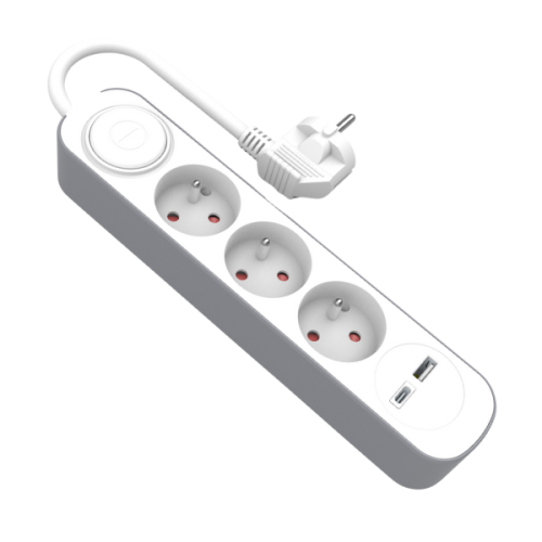 Przedłużacz 3 gniazda 1,5m z wyłącznikiem i gniazdami USB A USB C 