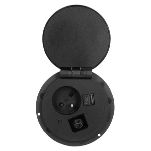 Gniazdo meblowe wpuszczanne w blat z ładowarką indukcyjną, ładowarką USB i przewodem 1,8m - OR-GM-9015/B