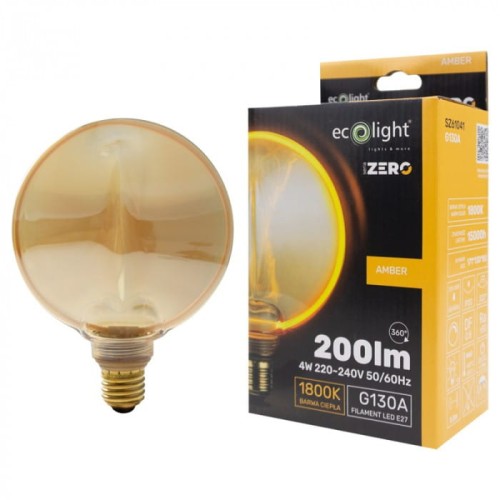 Żarówka LED bursztyn E27 4W fi 130 ciepła biała 1800K - SZ61041