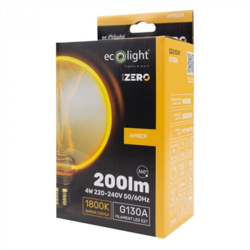 Żarówka LED bursztyn E27 4W fi 130 ciepła biała 1800K - SZ61041