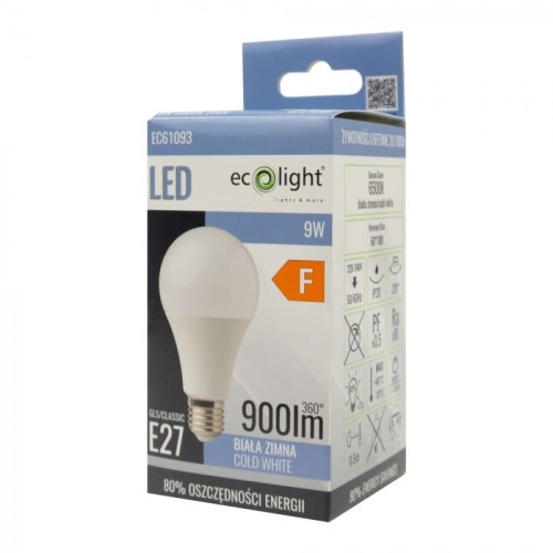 Żarówka LED E27 GLS 9W zimna biała - EC61093