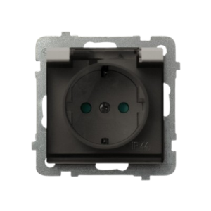 Ospel Sonata kaszmir gniazdo bryzgoszczelne pojedyncze z uziemieniem klapka dymna - GPH-1RZ/M/82/D