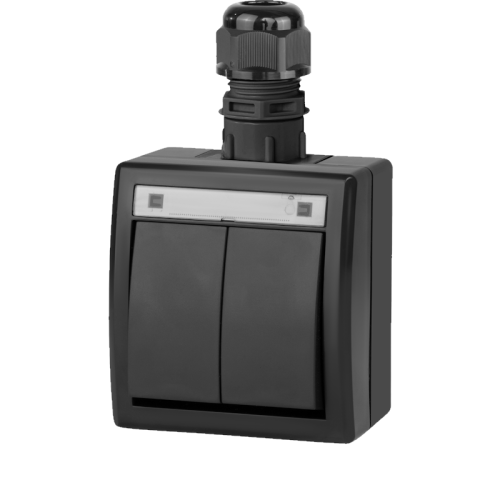 AQUANT Łącznik podwójny świecznikowy natynkowy antracyt IP65 - 5002-67