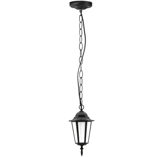 Lampa wisząca ogrodowa LIGURIA w kolorze czarnym, z metalowym kloszem w kształcie latarni. Powieszona na łańcuchu, z ozdobnym zakończeniem. Przezroczyste ścianki umożliwiają emisję światła. Idealna do ogrodu lub na taras.