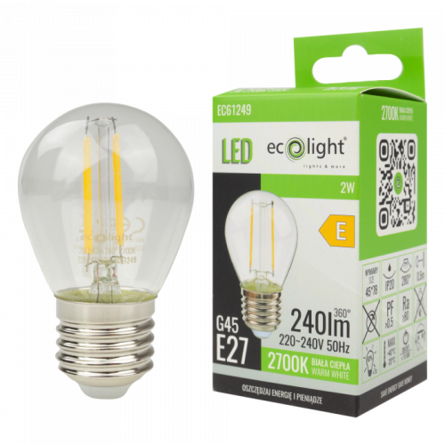 Żarówka LED kulka E27 2W ciepła biała - EC61249