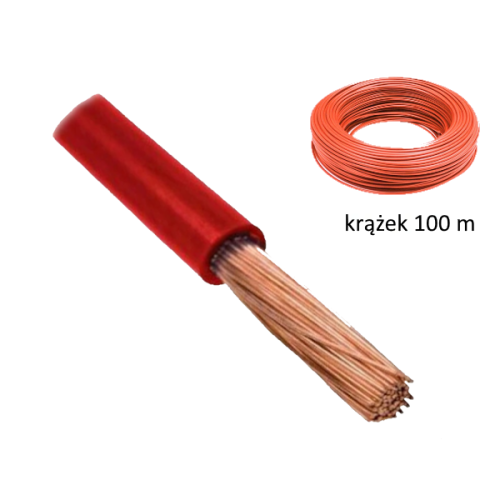 Przewód LGY 6 czerwony (H07V-K) - krążek 100m