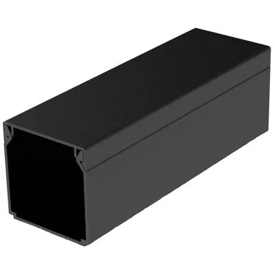 Listwa instalacyjna kanał kablowy o wymiarach 25x15 mm i długości 2 m, w kolorze czarnym, z widoczną taśmą montażową. Produkt ma prostokątny kształt i gładką, matową powierzchnię.