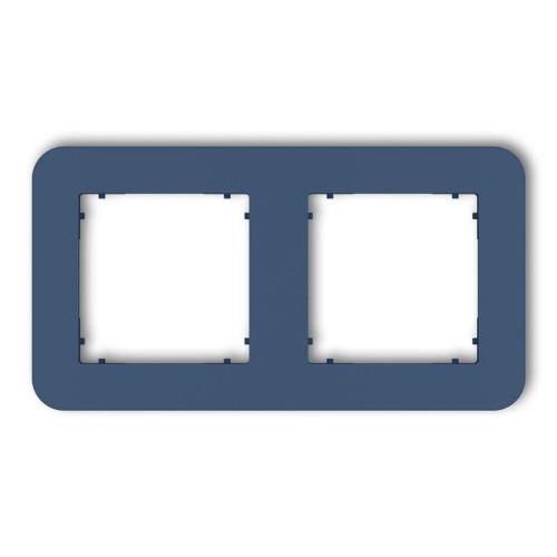 Ramka podwójna Karlik MINI w kolorze navy blue, zaokrąglona, z dwoma otworami na gniazda. Ujęcie frontalne, widoczna struktura materiału, brak dodatkowych elementów. Idealna do montażu w standardowych instalacjach.