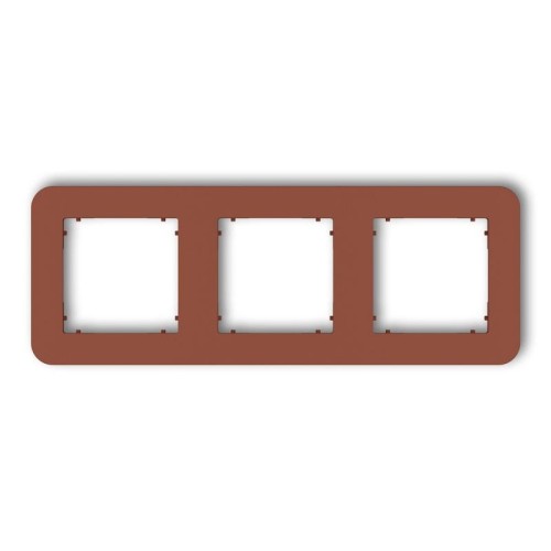 Ramka potrójna Karlik MINI w kolorze terakoty, zaokrąglona, z trzema miejscami na zdjęcia. Produkt widoczny frontalnie, z wyraźnymi otworami na zdjęcia. Idealna do aranżacji wnętrz.