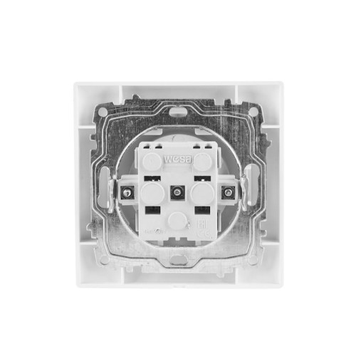 WESA Gniazdo pojedyncze białe z uziemieniem z ramką - VCX LC-13