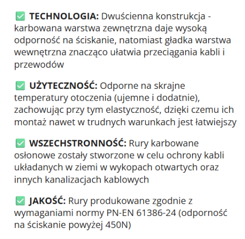 Rura karbowana QRK FLEX fi 32 mm, niebieska, długość 10 m. Dwusienna konstrukcja, odporna na ściskanie (450N), elastyczna, idealna do ochrony kabli w wykopach i kanalizacjach. Gładka warstwa wewnętrzna ułatwia przeciąganie przewodów.