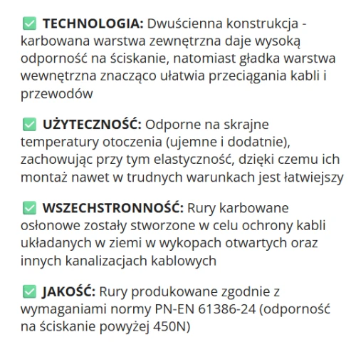 Rura karbowana peszel fi 32, niebieska, długość 50 m, posiada dwusieczną konstrukcję z karbowaną warstwą zewnętrzną, odporną na ściskanie. Gładka warstwa wewnętrzna ułatwia przeciąganie kabli. Przeznaczona do ochrony kabli w wykopach.