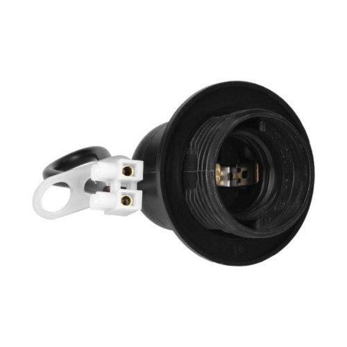 Oprawka remontowa E27 z kołnierzem czarna