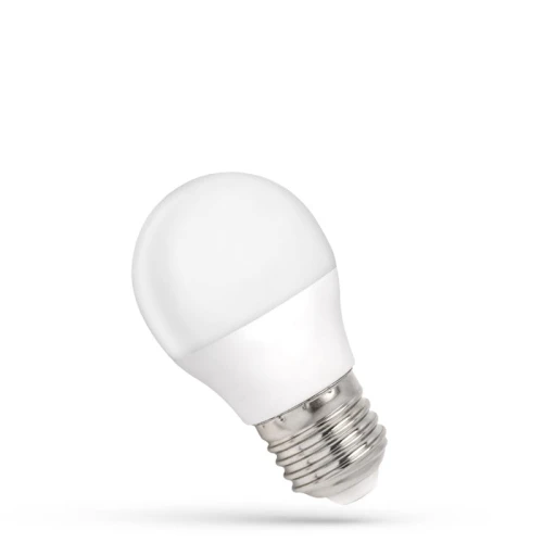 Żarówka LED KULKA E27 1W w neutralnej białej barwie. Posiada okrągły kształt, białą matową powierzchnię oraz metalowy gwint E27. Ujęcie z boku, eksponujące kształt i detale konstrukcji.
