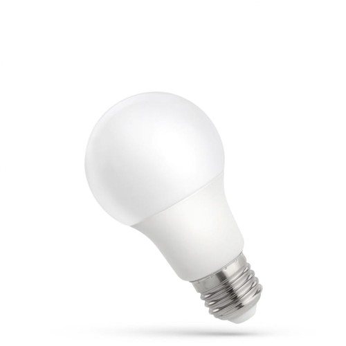 Żarówka LED GLS E27 o mocy 7W z ciepłym białym światłem. Okrągła, biała obudowa z metalowym gwintem E27, umieszczona w lekkim nachyleniu. Idealna do standardowych opraw oświetleniowych w domach i biurach.