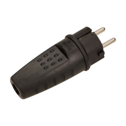 Wtyczka gumowa prosta z uziemieniem czarna - OR-AE-1315
