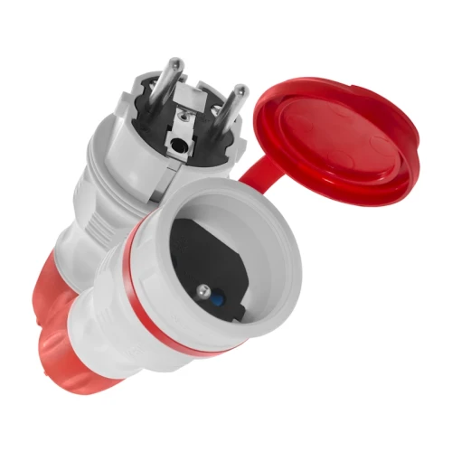 Zestaw przyłączeniowy wtyczka+gniazdo IP54 szaro-czerwony - Plastrol ZWG-54