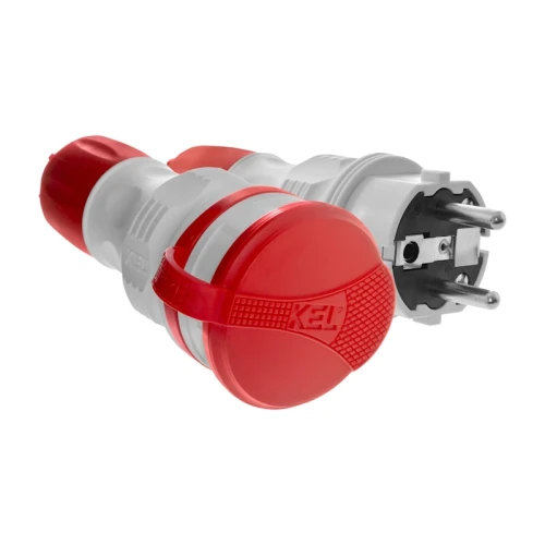 Zestaw przyłączeniowy wtyczka+gniazdo IP54 szaro-czerwony - Plastrol ZWG-54