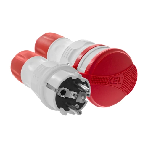 Zestaw przyłączeniowy wtyczka+gniazdo IP54 szaro-czerwony - Plastrol ZWG-54