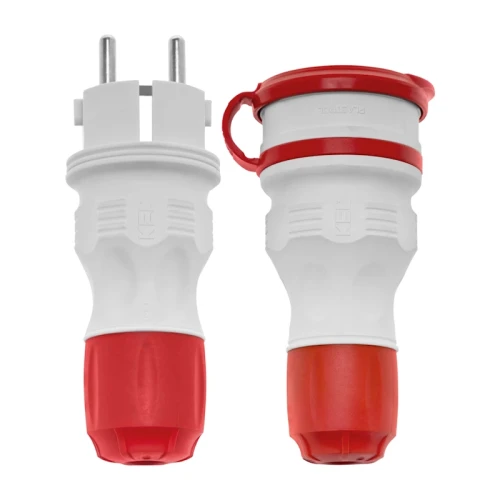 Zestaw przyłączeniowy wtyczka+gniazdo IP54 szaro-czerwony - Plastrol ZWG-54