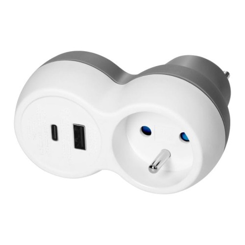 Rozgałęźnik pojedynczy + ładowarki USB- A, USB-C - OR-AE-13302