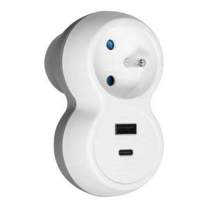 Rozgałęźnik pojedynczy + ładowarki USB- A, USB-C - OR-AE-13302
