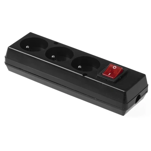 Gniazdo wtyczkowe przedłużacza potrójne z wyłącznikiem rozbieralne czarne - Plastrol T-11017