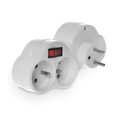 Rozgałęźnik podwójny z wyłącznikiem 16A 250V biały - Plastrol R-270WS