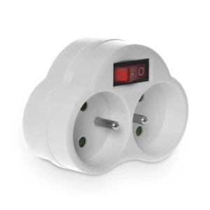 Rozgałęźnik podwójny z wyłącznikiem 16A 250V biały - Plastrol R-270WS