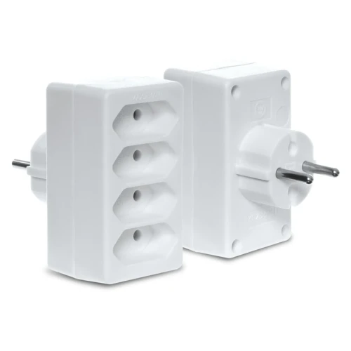 Rozgałęźnik poczwórny 4 gniazda płaskie biały - Plastrol W-97744