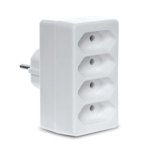 Rozgałęźnik poczwórny 4 gniazda płaskie biały - Plastrol W-97744