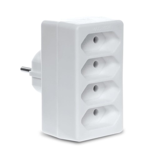 Rozgałęźnik poczwórny 4 gniazda płaskie biały - Plastrol W-97744