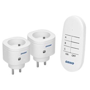 Bezprzewodowe gniazda elektryczne sterowane pilotem Orno biały - OR-GB-439
