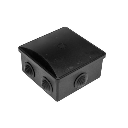 Puszka natynkowa 80x80x40 IP44 6 dławików klik czarna okrągła - Pawbol S-BOX036CO