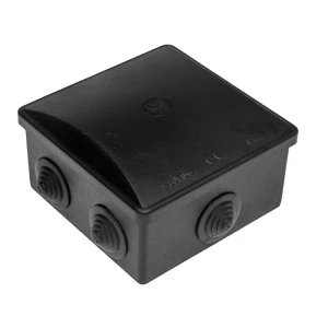Puszka natynkowa 80x80x40 IP44 6 dławików klik czarna okrągła - Pawbol S-BOX036CO