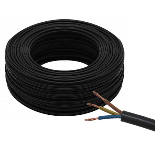 Przewód OWY 3x1,5 (H05VV-F) 300/500V czarny - krążek 20m