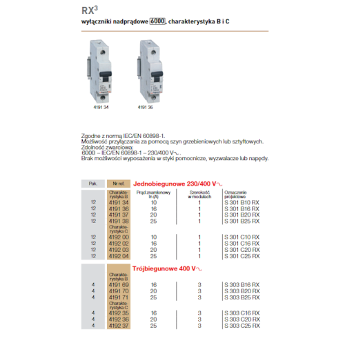 Wyłącznik nadprądowy 3P B 16A 6kA AC S303 RX3 - 419169