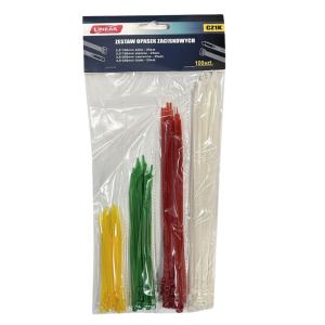 Zestaw opasek zaciskowych 100x2,5; 150x2,5; 200x2,5; 250x2,5 kolorowe 100szt.