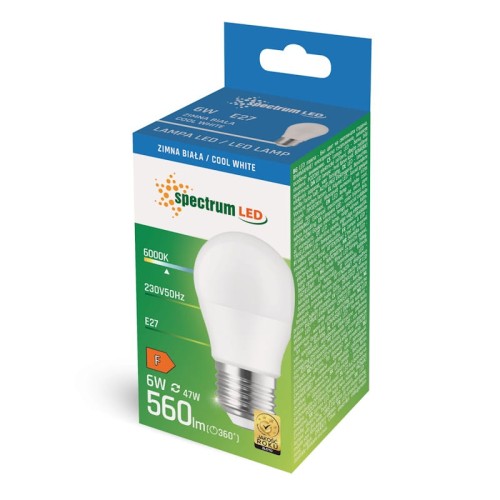 Żarówka LED kulka E27 6W zimna - WOJ+13025