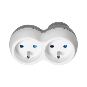 Rozgałęźnik podwójny 2x2P+Z, biało-szary - OR-AE-13238