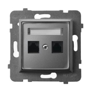 Ospel Aria szary mat gniazdo internetowe podwójne - GPK-2U/K/M/70