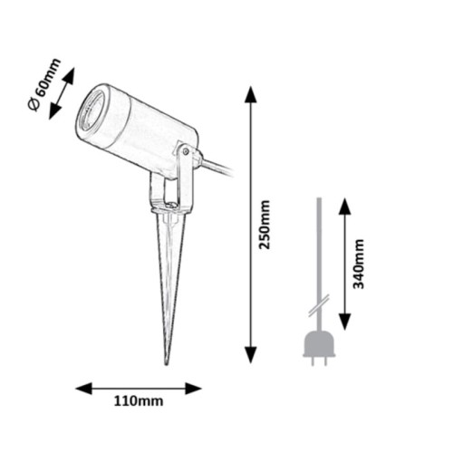 Reflektor oświetleniowy ogrodowy okrągły KROBIA GU10 IP65 - Rabalux 7814